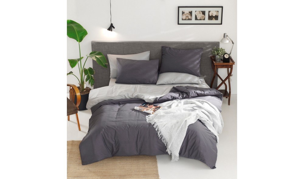 Set lenjerie de pat dublu Ranforce, Cift Yonlu - Fume, Grey