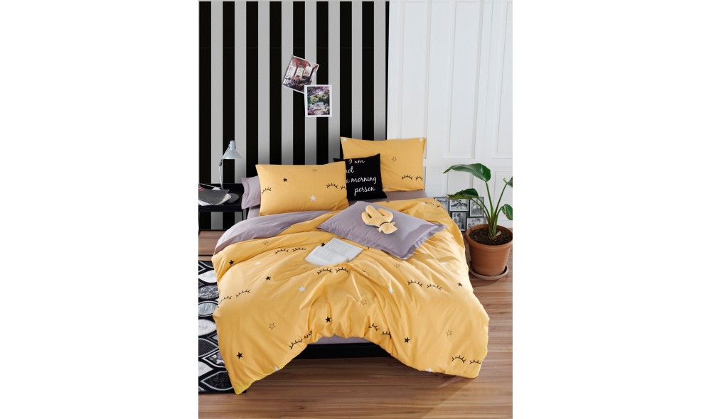 Set lenjerie de pat dublu Ranforce, Dide - Yellow