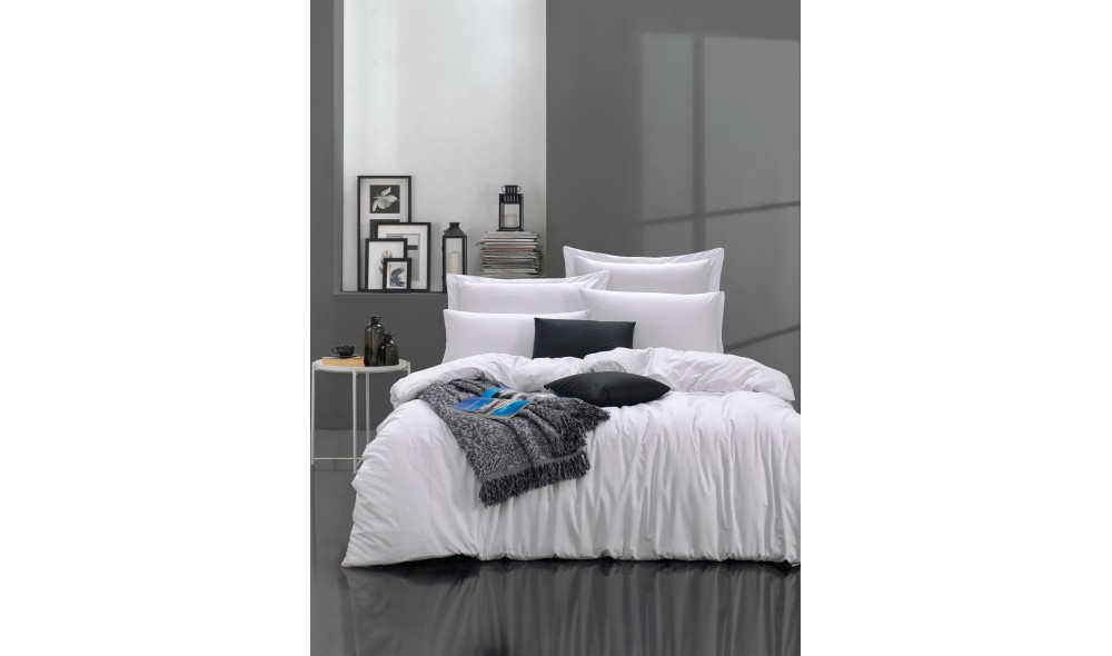 Set lenjerie de pat dublu Ranforce, Fresh Color - White