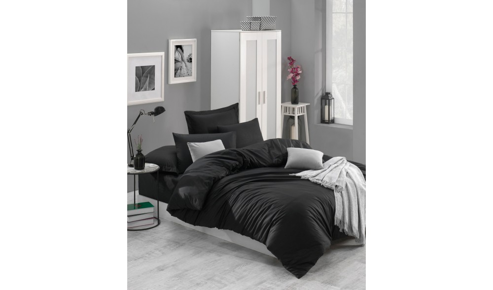 Set lenjerie de pat dublu Ranforce, Fresh Color - Black