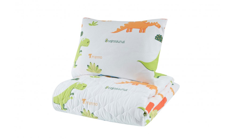 Set cuvertura de pat dubla Ranforce, Dinolar - White