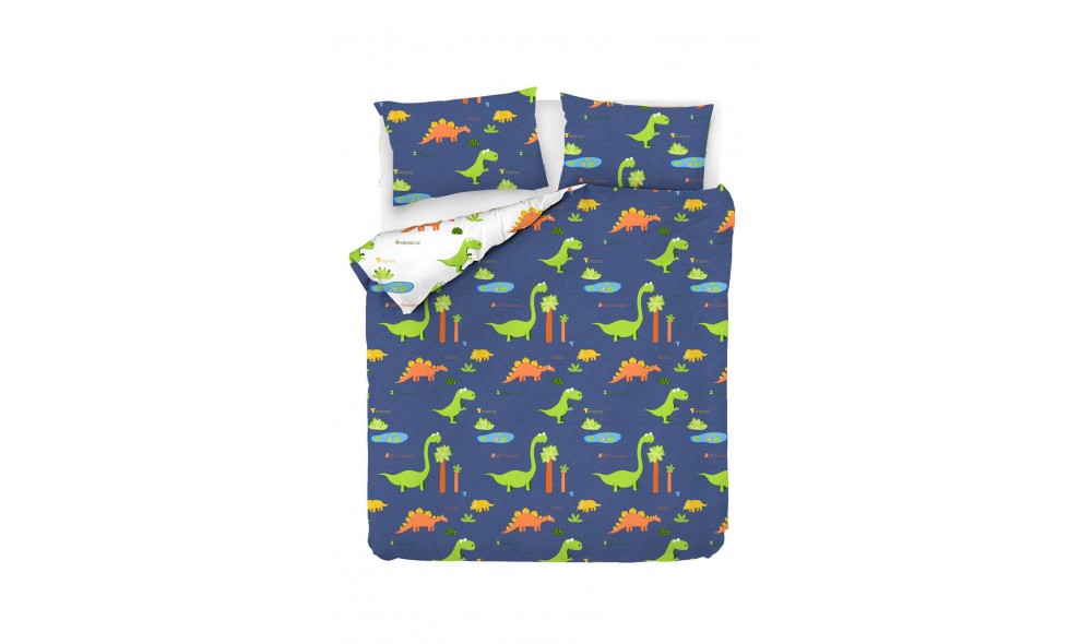 Set cuvertura de pat dubla Ranforce, Dinolar - Dark Blue