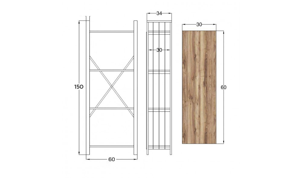 Raft de carti GGMBTLKTP001 60 x 150 x 30 cm