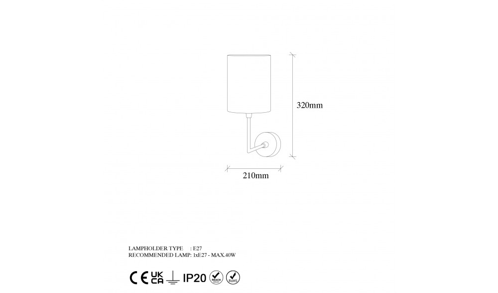 Lampa de perete 7151 - Aur 21 x 32 x 12 cm