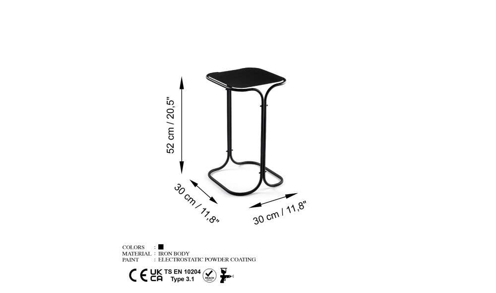 Masuta de cafea, Shb-001, Negru, 30 x 52 x 30 cm