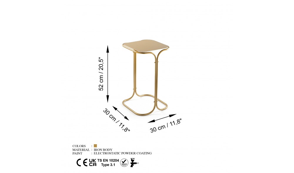 Masuta de cafea, Shb-001-B, Aur, 30 x 52 x 30 cm