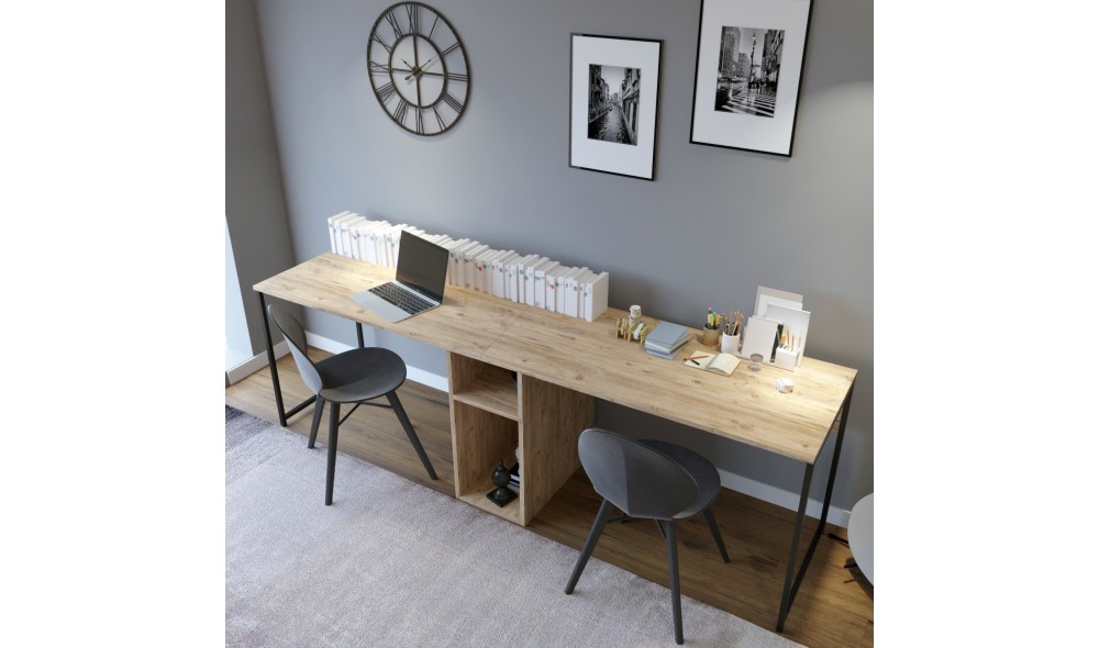 Birou de studiu, L196, Stejar, 240 x 74 x 60 cm