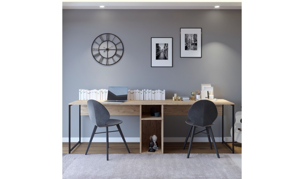 Birou de studiu, L196, Stejar, 240 x 74 x 60 cm