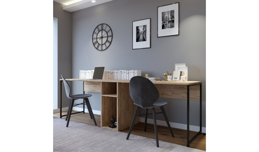 Birou de studiu, L196, Stejar, 240 x 74 x 60 cm