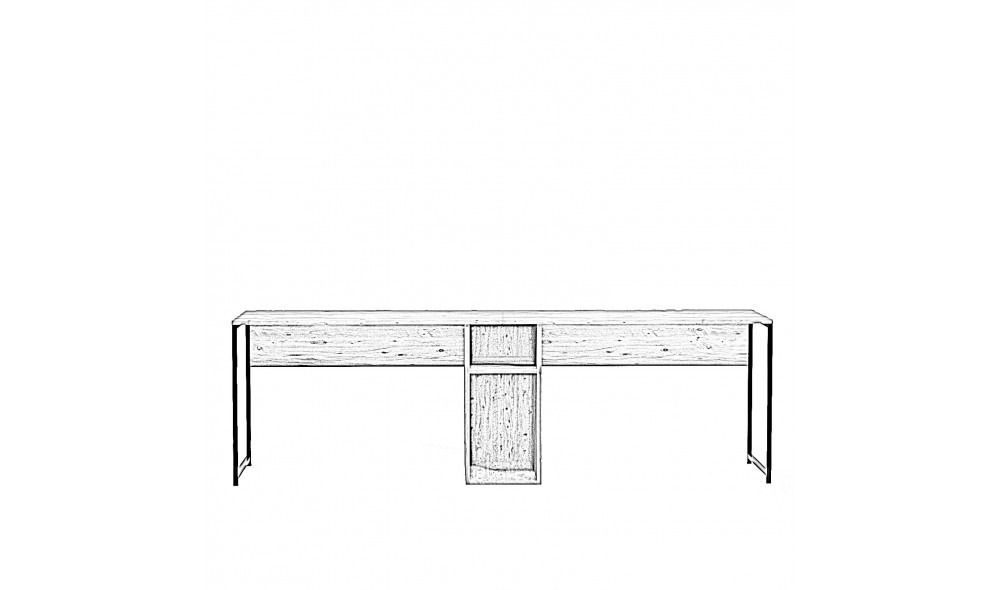 Birou de studiu, L196, Stejar, 240 x 74 x 60 cm