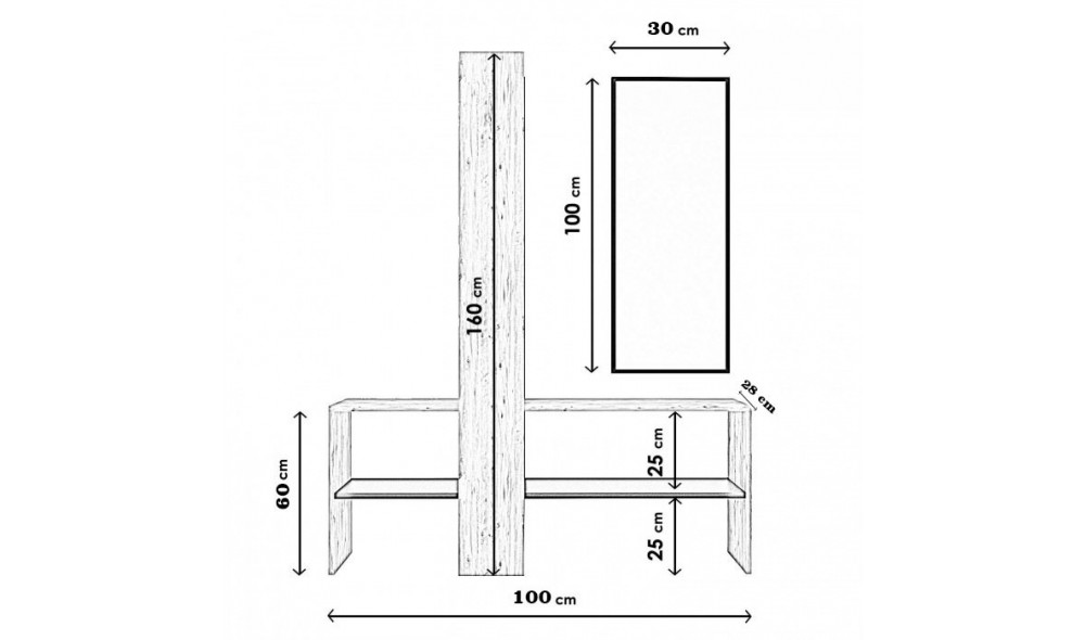 Sala Stand Aynalı Portmanto Aurora L1302