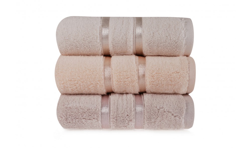 Set prosop de maini (3 piese), Dolce - Light Yellow, Light lilac, Salmon