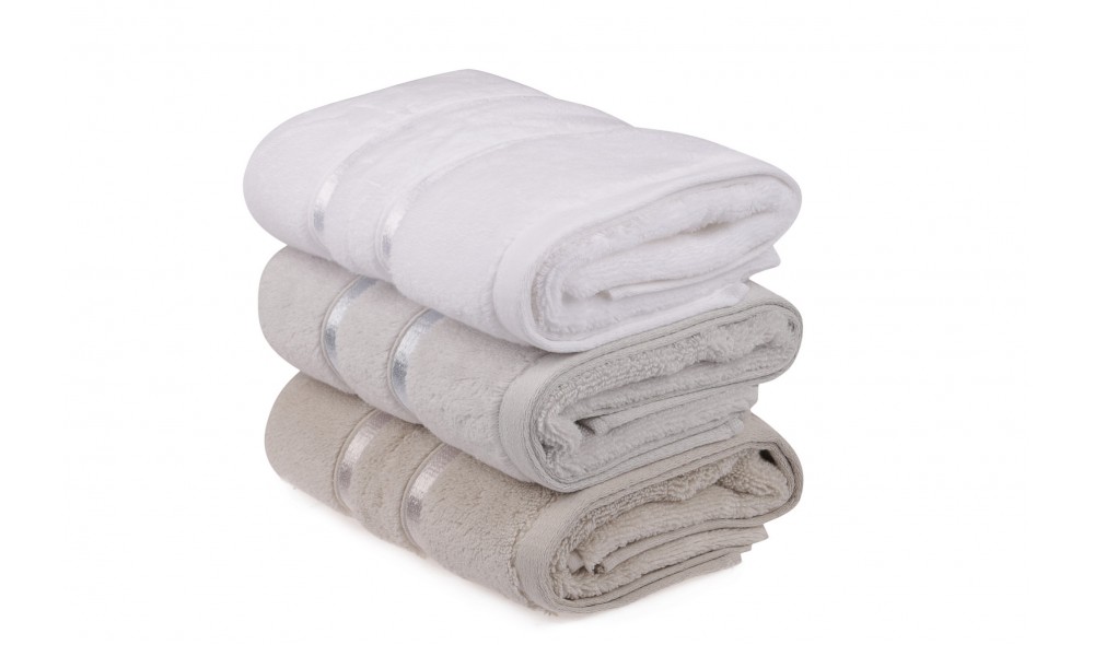 Set prosop de maini (3 piese), Dolce - White, Light Blue, Light Brown