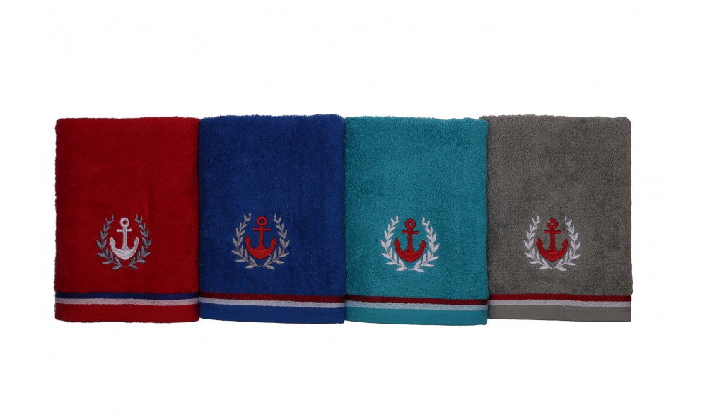 Set prosop de maini (4 piese), Maritim - Red, Grey, Turquoise, Royal