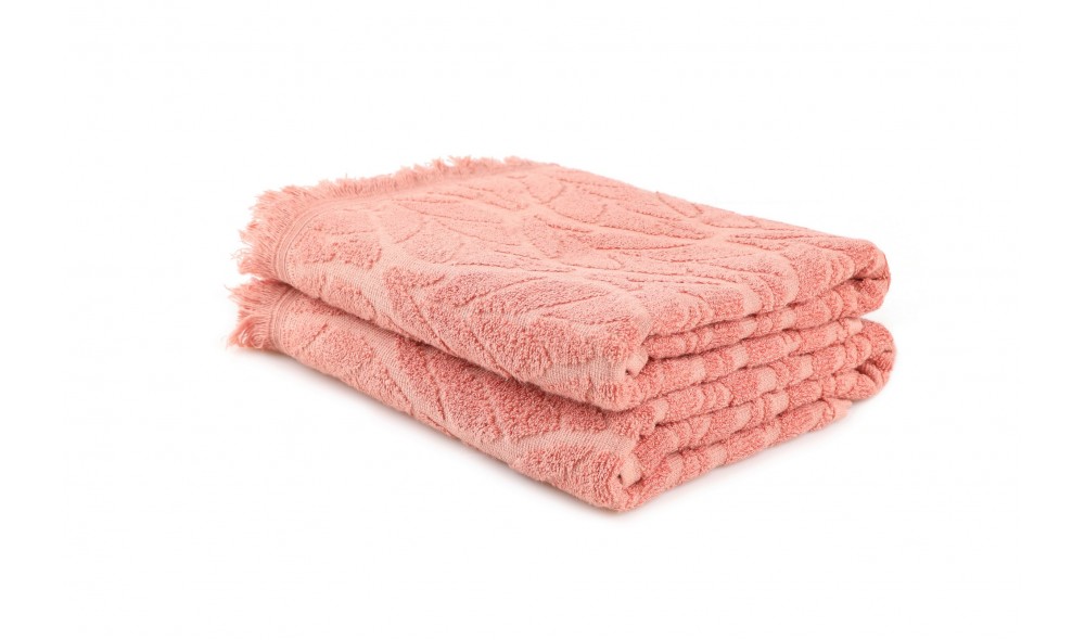 Set prosop de baie (2 piese), Leaf - Salmon