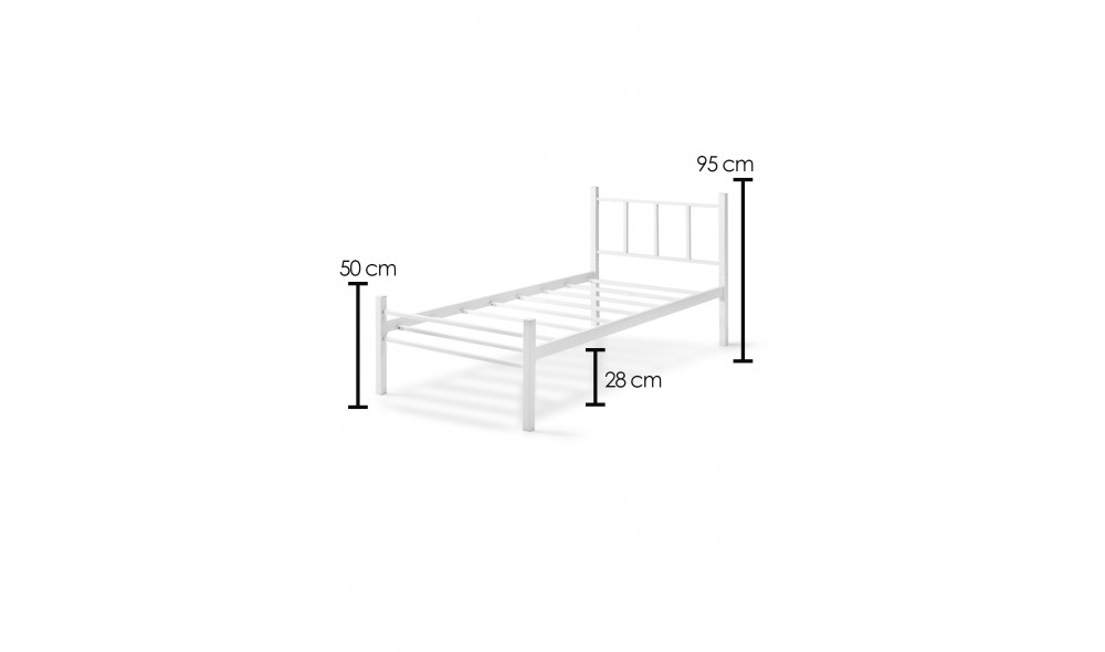 Pat de o persoana, K90 - 90x190 cm, Alb