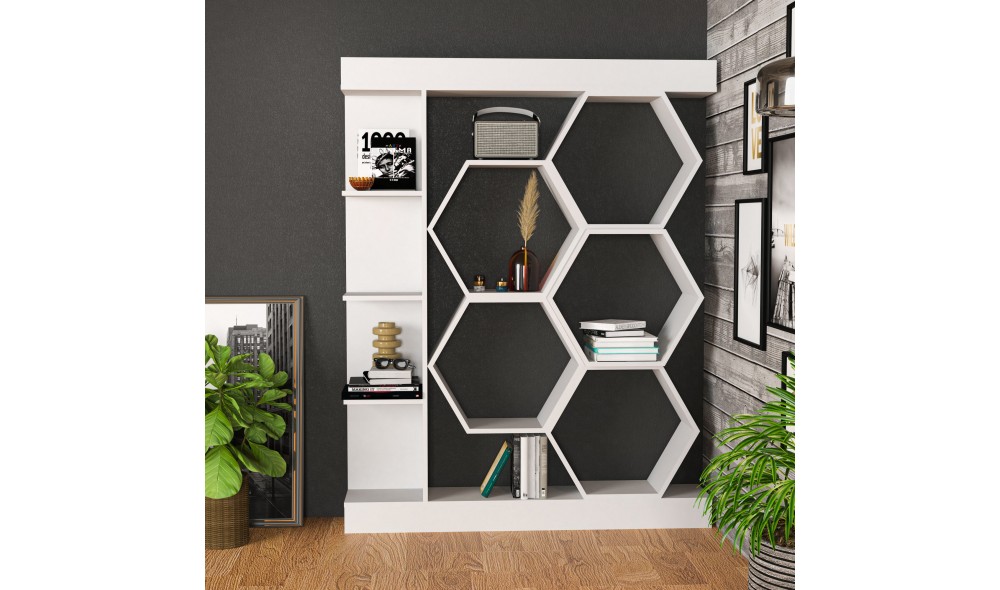 Raft pentru carti, Sueno, Alb, 140 x 177 x 30 cm