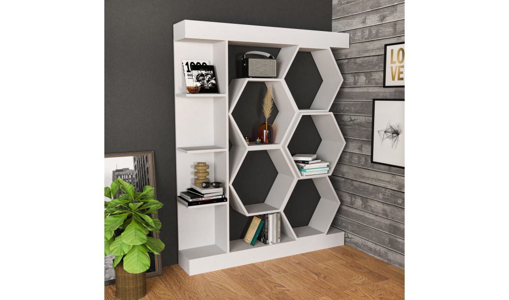 Raft pentru carti, Sueno, Alb, 140 x 177 x 30 cm