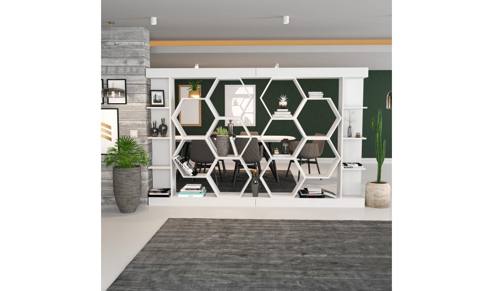 Raft pentru carti, Sueno, Alb, 140 x 177 x 30 cm