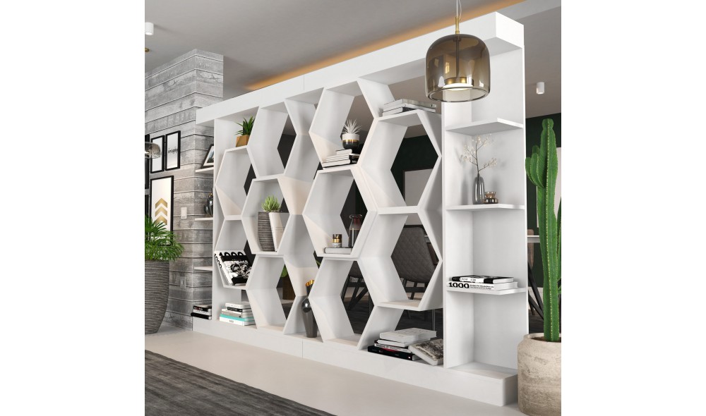 Raft pentru carti, Sueno, Alb, 140 x 177 x 30 cm