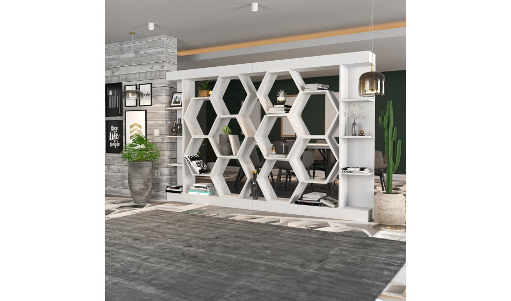 Raft pentru carti, Sueno, Alb, 140 x 177 x 30 cm