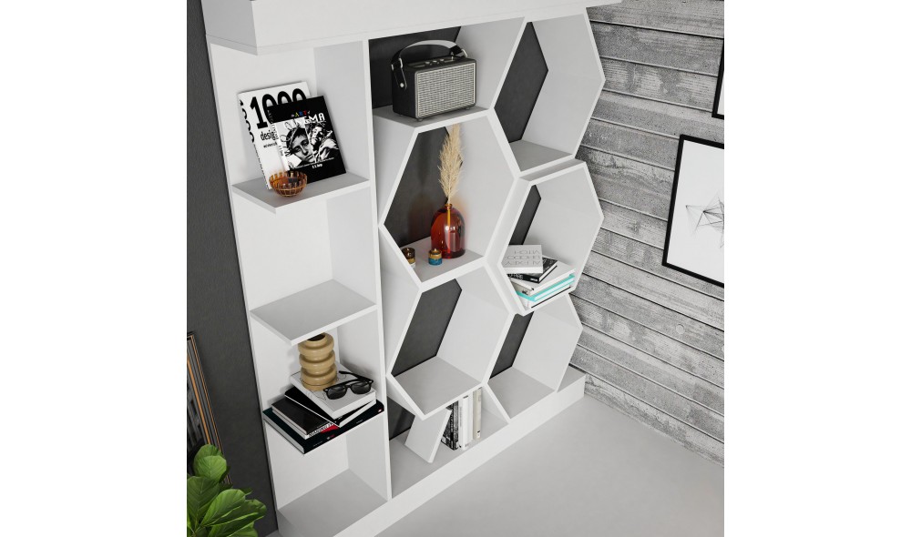 Raft pentru carti, Sueno, Alb, 140 x 177 x 30 cm