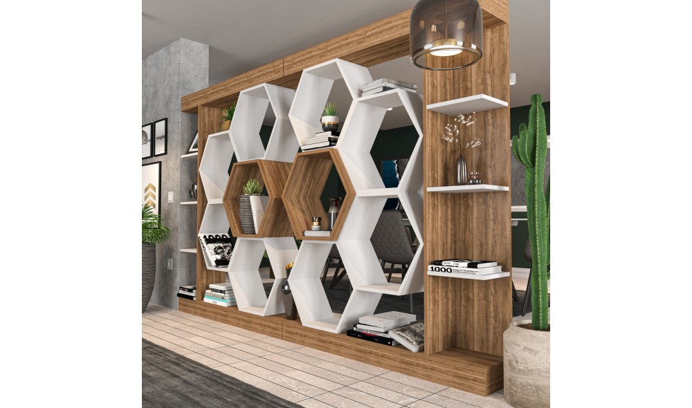 Raft pentru carti, Sueno, AlbNuc, 140 x 177 x 30 cm