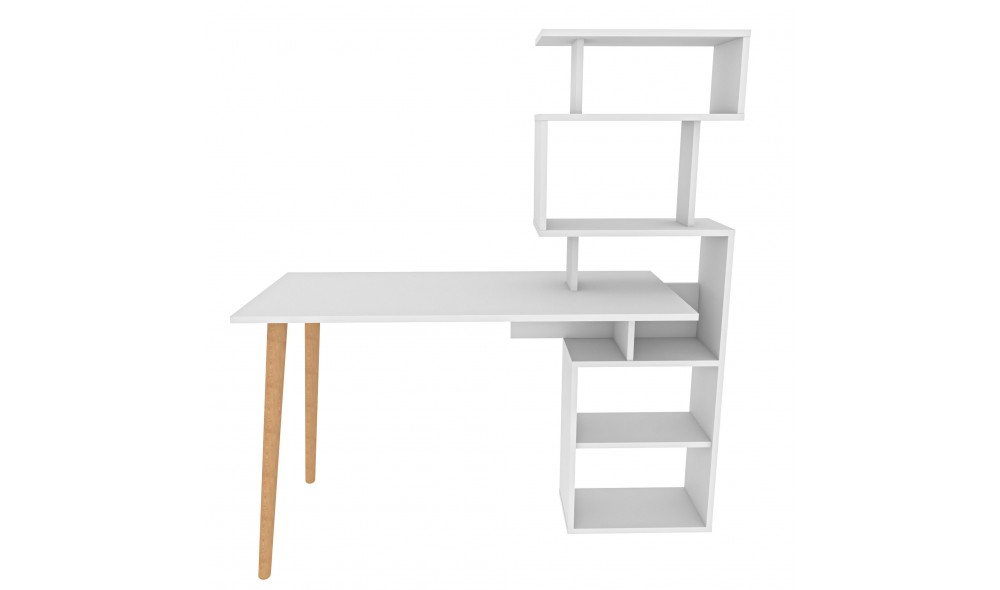 Birou de studiu, Vina, Alb, 133 x 146 x 55 cm