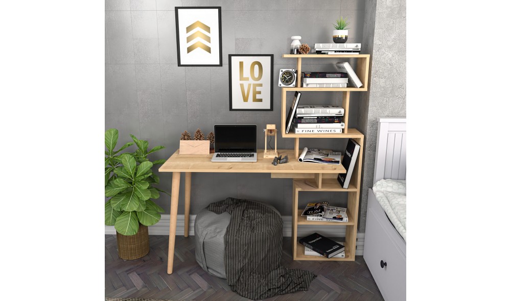 Birou de studiu, Vina, Stejar, 133 x 146 x 55 cm