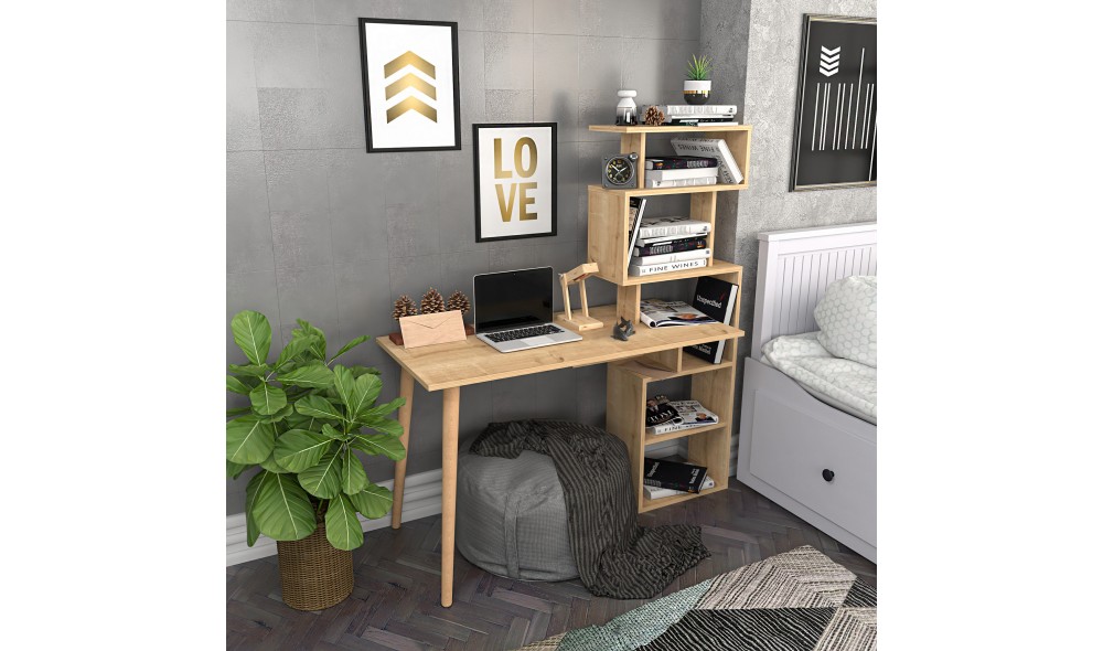 Birou de studiu, Vina, Stejar, 133 x 146 x 55 cm