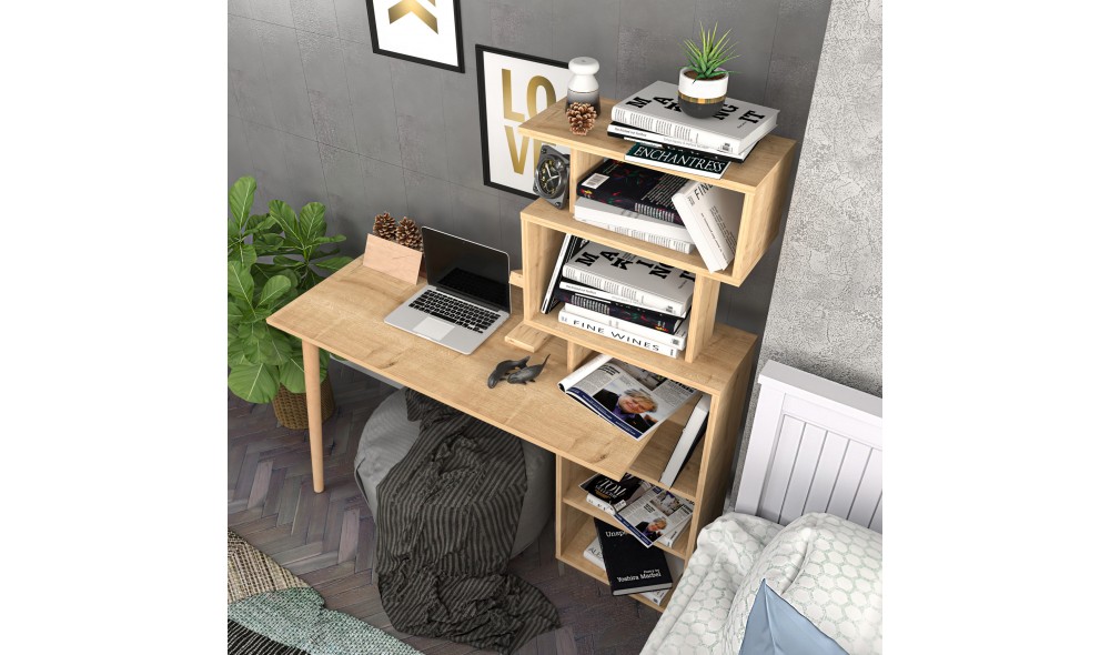 Birou de studiu, Vina, Stejar, 133 x 146 x 55 cm