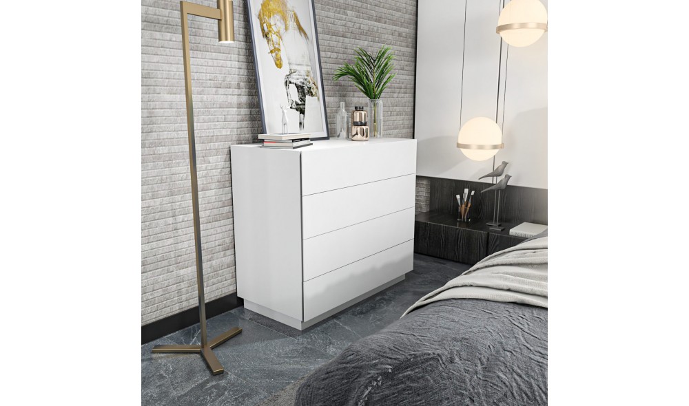 Comoda, Lines, Alb, 90 x 82 x 45 cm