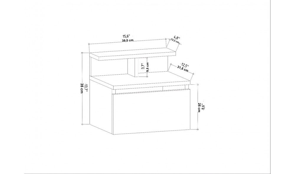 Noptiera, Alice, Antracit, 40 x 35 x 32 cm