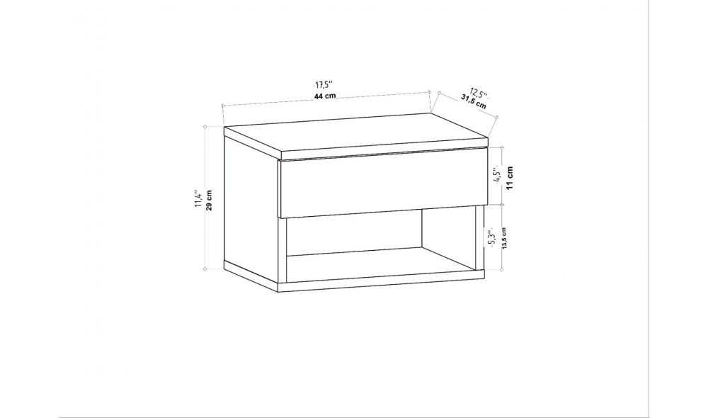 Noptiera, Jamot, Stejar, 45 x 32 x 29 cm