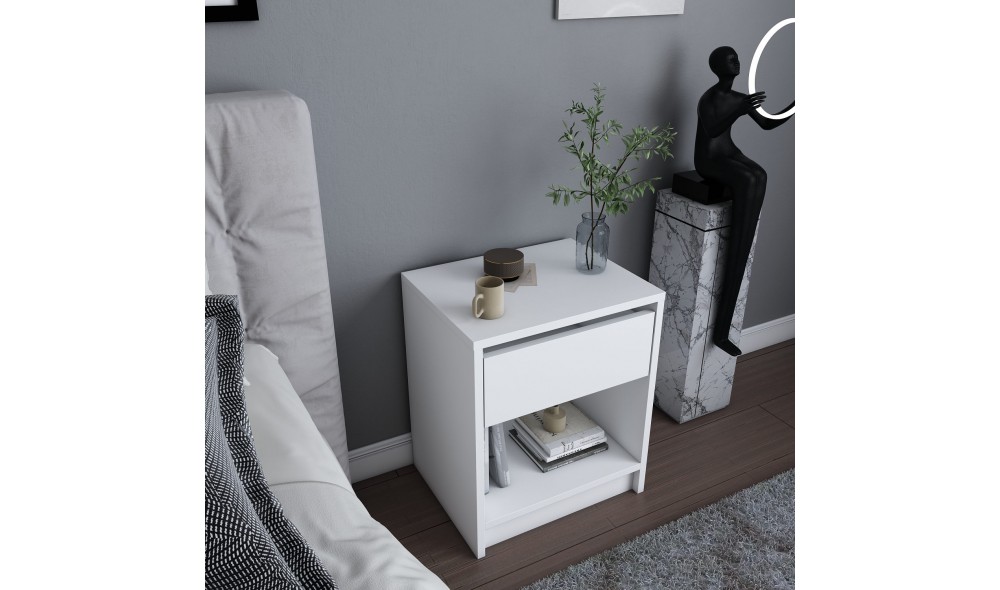 Noptiera, Sheridan, Alb, 45 x 53 x 36 cm