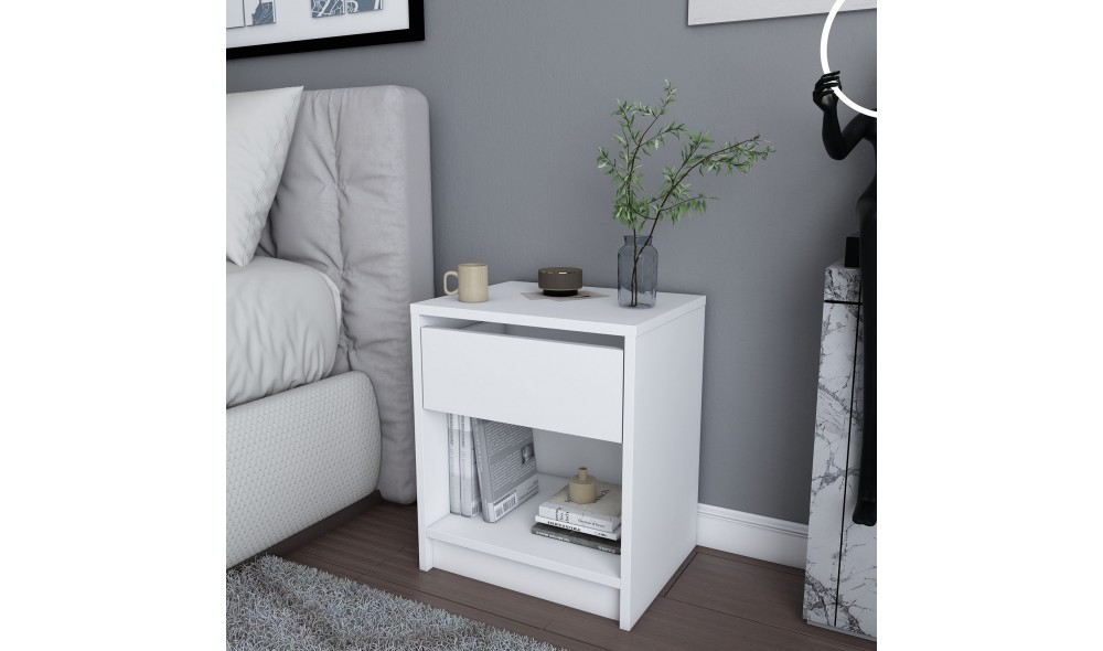 Noptiera, Sheridan, Alb, 45 x 53 x 36 cm