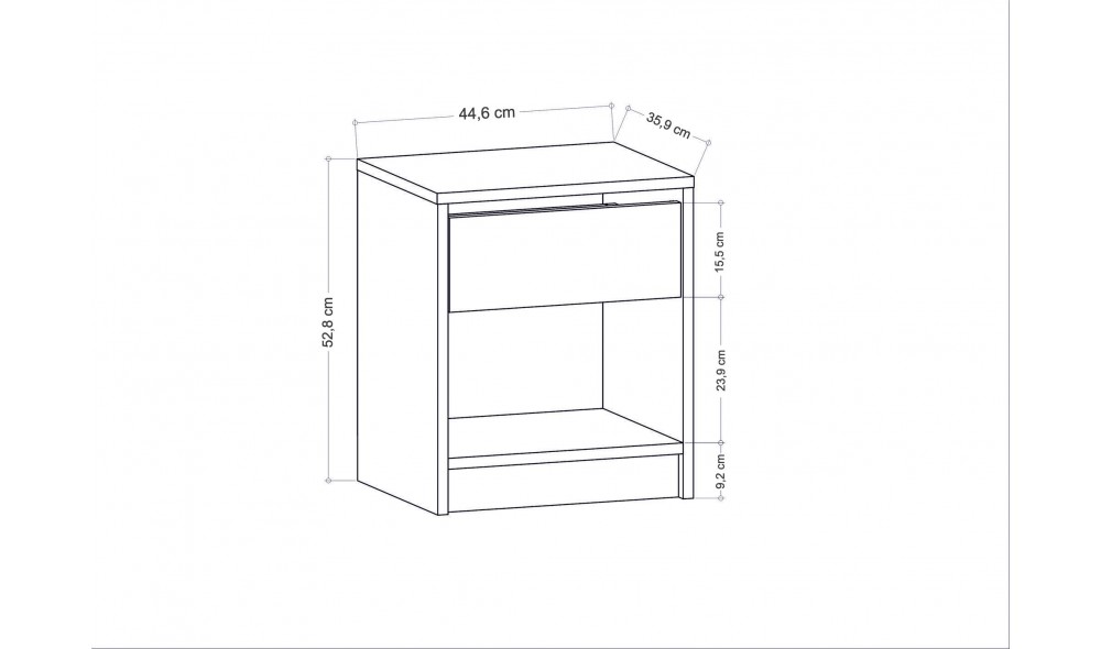 Noptiera, Sheridan, Antracit, 45 x 53 x 36 cm