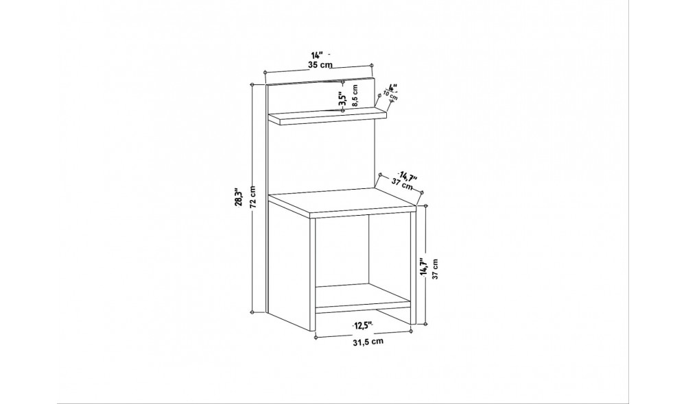 Noptiera, Ullman, Stejar, 36 x 72 x 37 cm
