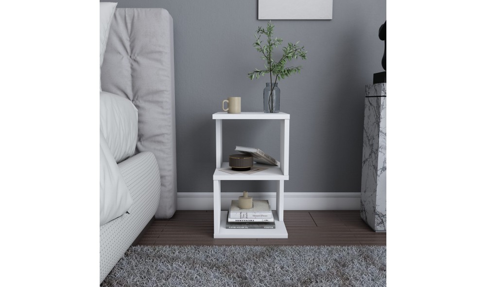 Noptiera, Carter, Alb, 30 x 49 x 30 cm