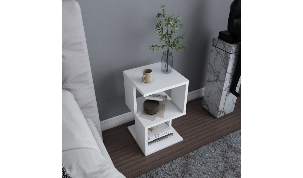 Noptiera, Carter, Alb, 30 x 49 x 30 cm