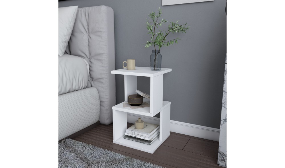 Noptiera, Carter, Alb, 30 x 49 x 30 cm