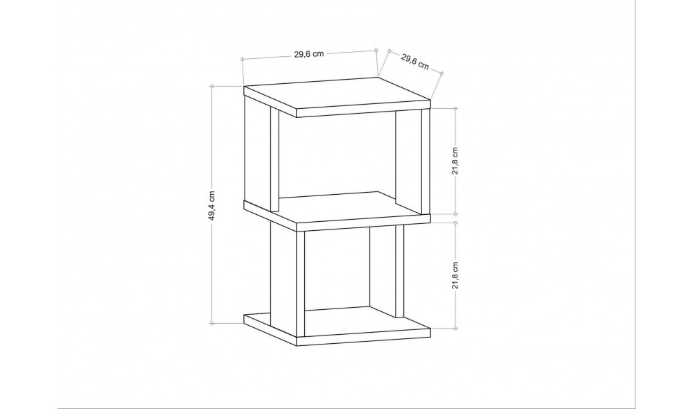 Noptiera, Carter, Alb, 30 x 49 x 30 cm