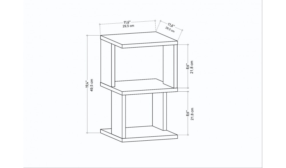 Noptiera, Carter, Antracit, 30 x 49 x 30 cm