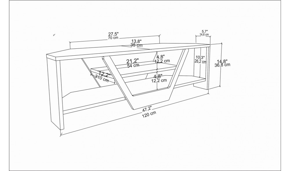 Suport TV, Sares, Oud StejarNegru, 120 x 37 x 35 cm