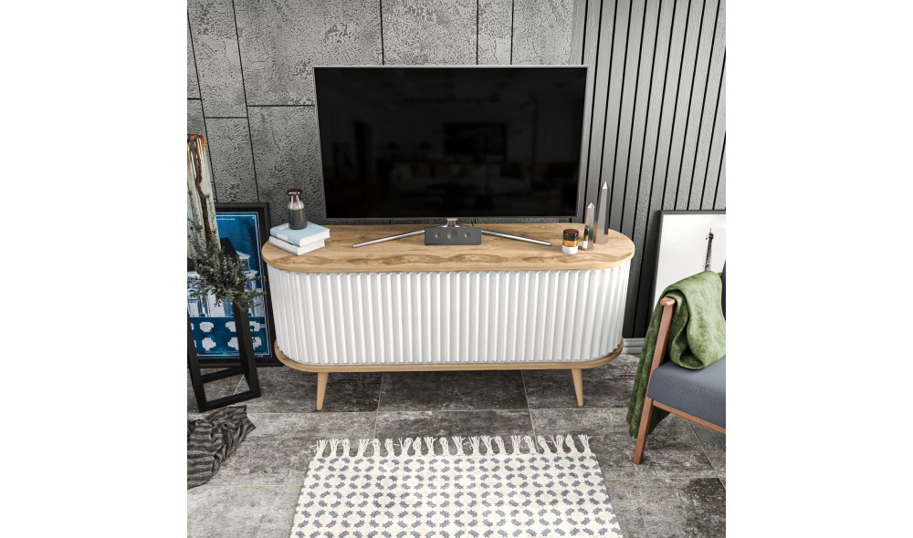 Suport TV, Stor, Oud StejarAlb, 140 x 64 x 43 cm