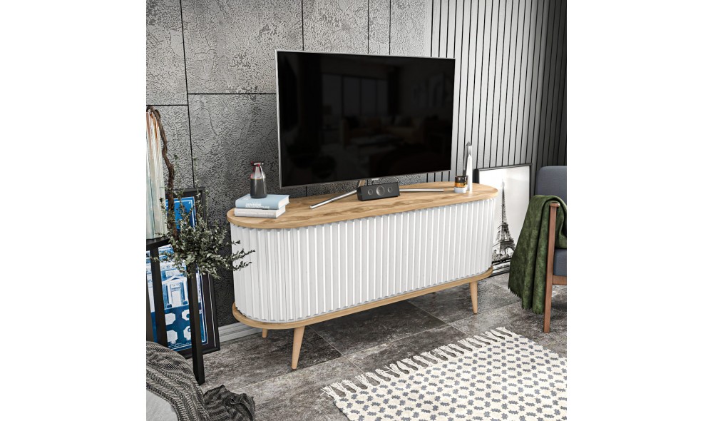 Suport TV, Stor, Oud StejarAlb, 140 x 64 x 43 cm