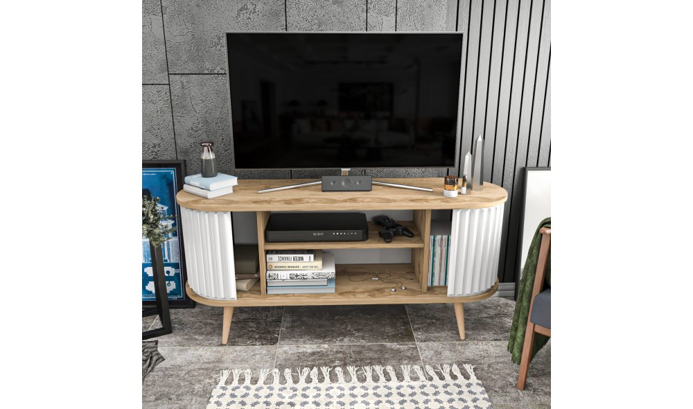 Suport TV, Stor, Oud StejarAlb, 140 x 64 x 43 cm