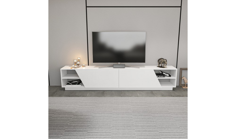 Suport TV, Rhodes, Alb, 240 x 47 x 37 cm