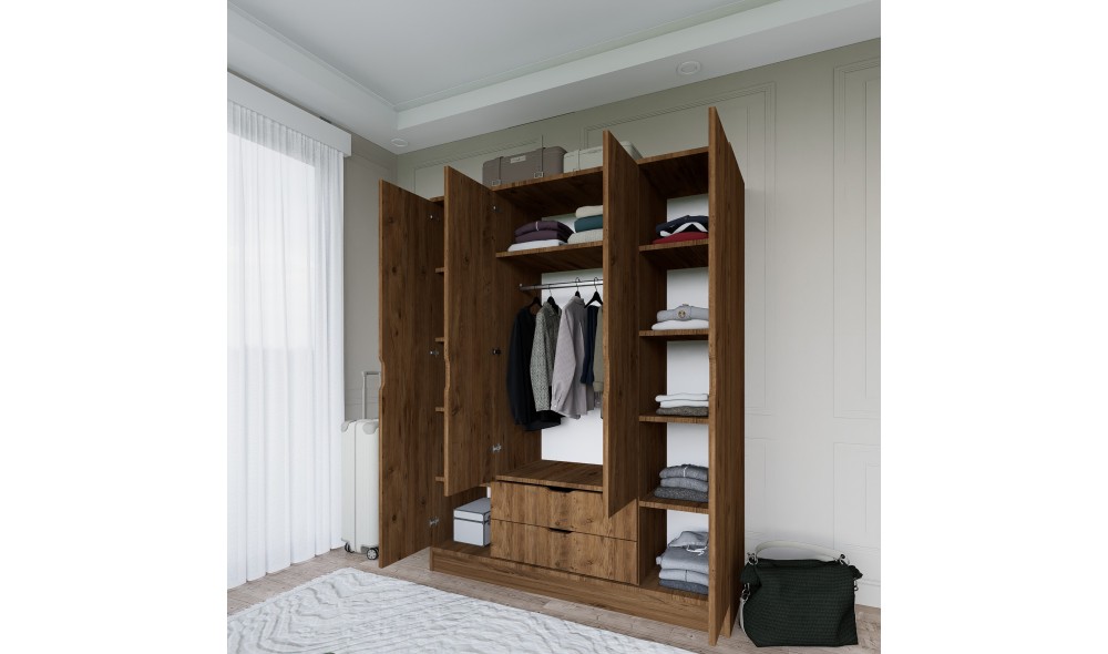 Dulap, 1600-046 - Walnut, 140 x 182 x 45 cm