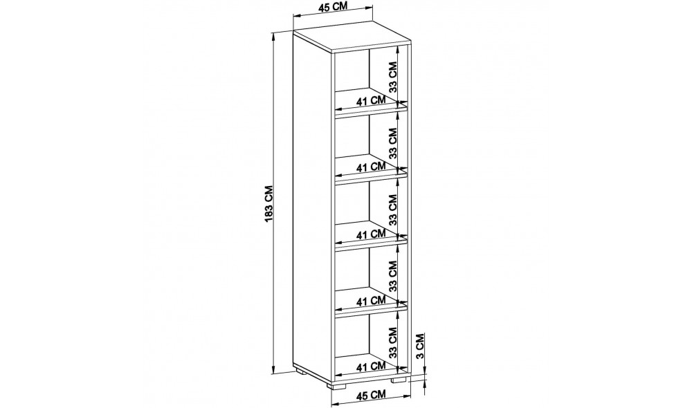 Dulap, Duru 1600-013 - White, 40 x 183 x 45 cm